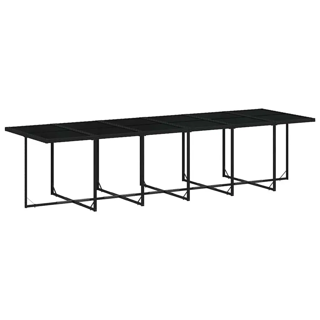 Poly Rattan Outdoor Dining Set 13 Piece Black with Foldable Chairs and Tempered Glass Tabletop for Garden or Patio Use