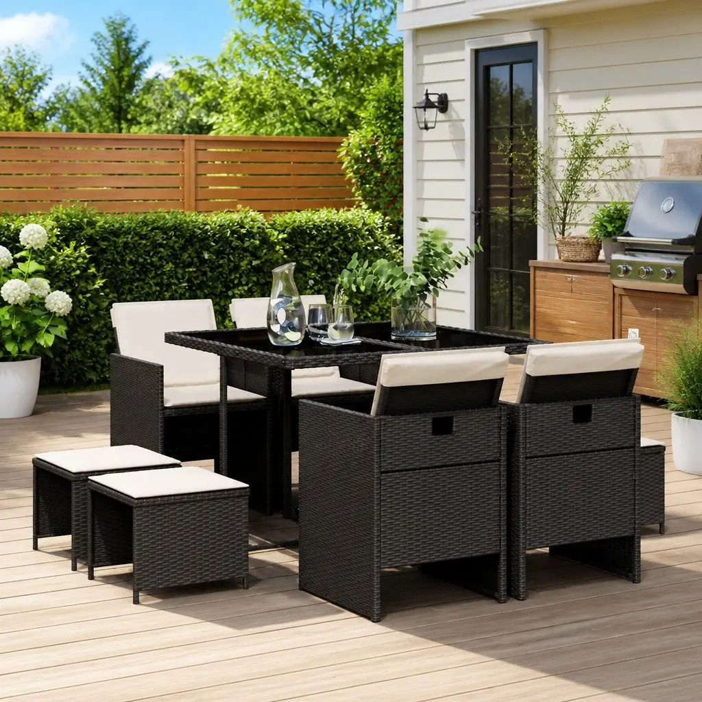 9 Piece Outdoor Dining Set with Cushions