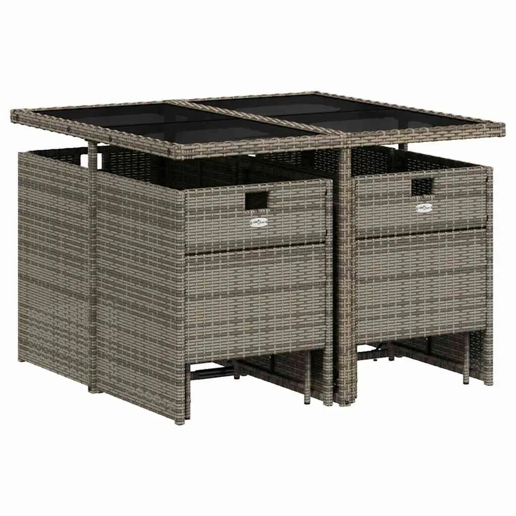 9 Piece Outdoor Dining Set Patio Garden Furniture Grey Poly Rattan Chairs Table