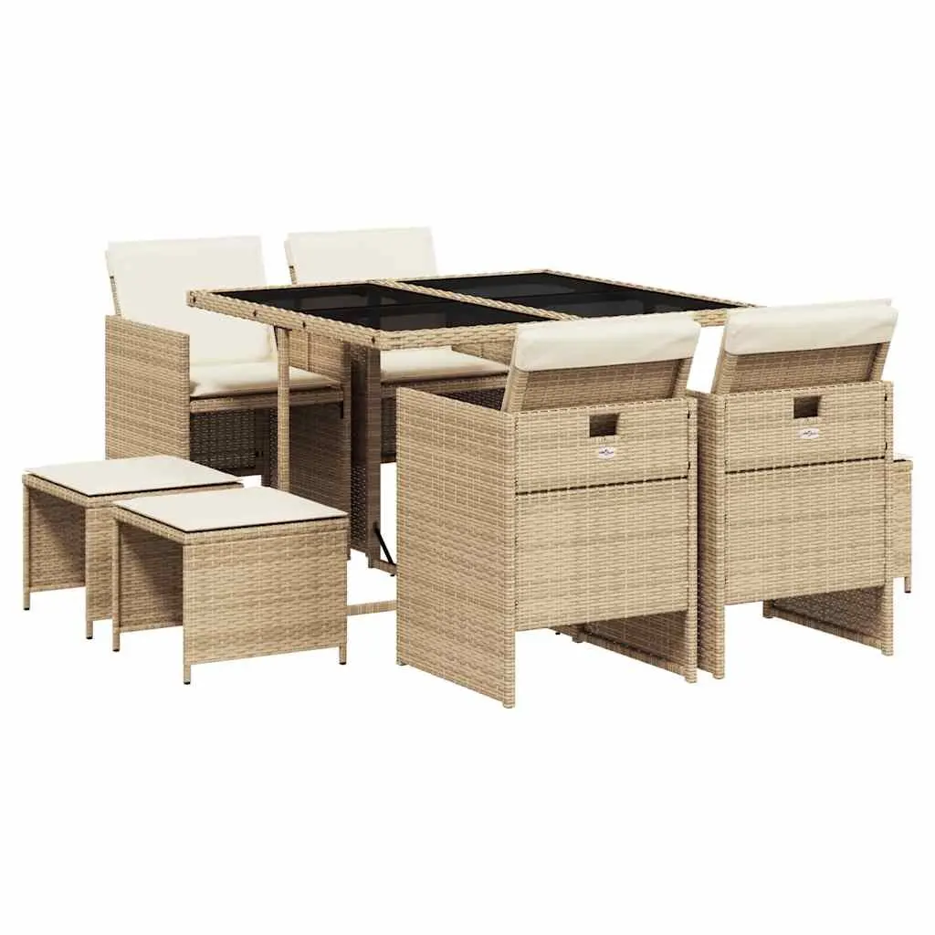 Garden Dining Set 9 Piece Outdoor Furniture Poly Rattan Chairs Table Patio