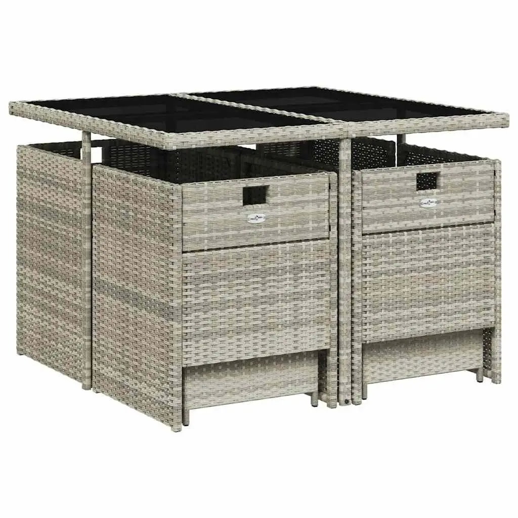 9 Piece Outdoor Garden Dining Set Grey Poly Rattan Patio Table Chairs Cushions