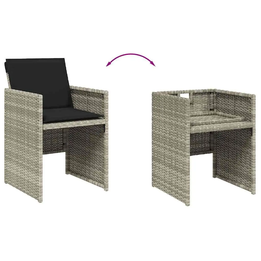 9 Piece Outdoor Garden Dining Set Grey Poly Rattan Patio Table Chairs Cushions