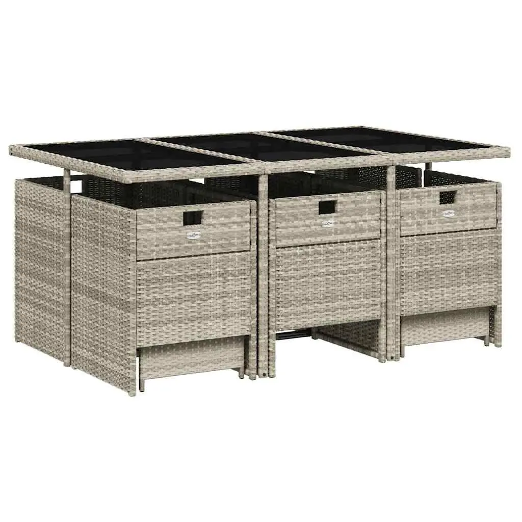 Garden Dining Set 11 Piece Outdoor Use Light Grey PE Rattan with Cushions
