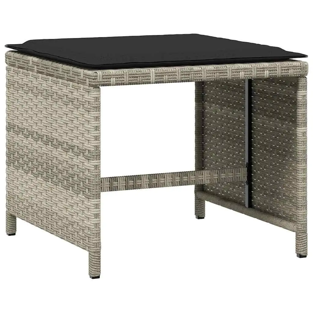 Garden Dining Set 11 Piece Outdoor Use Light Grey PE Rattan with Cushions