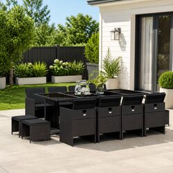 Specifications for 13 Piece Black Poly Rattan Dining Set
