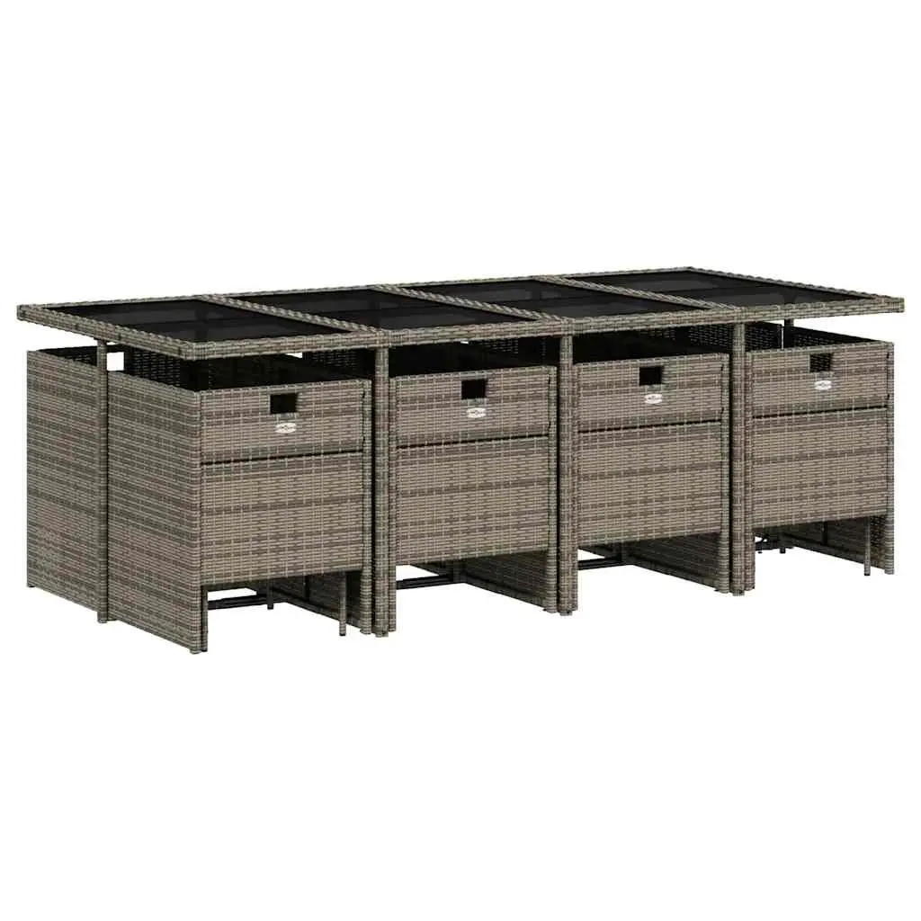Garden Dining Set Outdoor Furniture 13 Piece Grey Poly Rattan Chairs Table