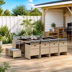 Specifications of the 13-Piece Outdoor Dining Set with Cushions