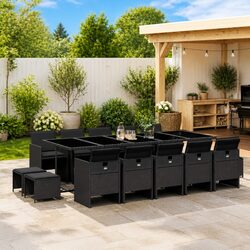 Specifications of 15-Piece Black Poly Rattan Dining Set