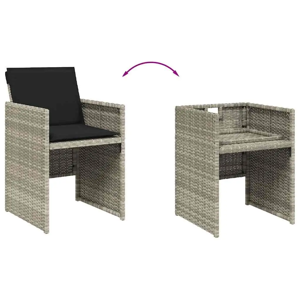 9 Piece Garden Dining Set Outdoor Furniture Grey Poly Rattan Patio Table Chairs