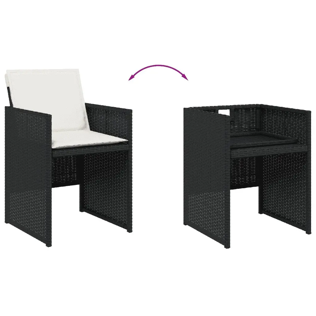 Garden Dining Set 9 Piece Outdoor Furniture Black Poly Rattan Chairs Table Patio