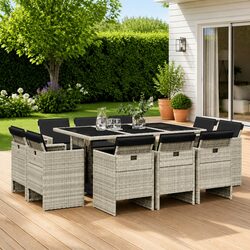 Specifications of 11-Piece Garden Dining Set with Cushions