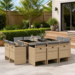 Specifications of 11-Piece Beige Garden Dining Set