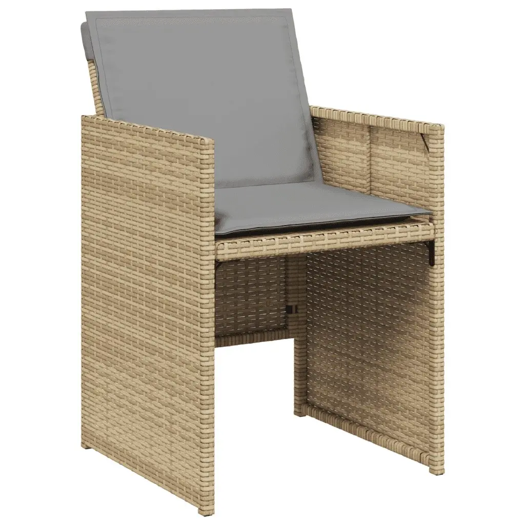 Garden Dining Set 11 Piece Outdoor Furniture Beige Poly Rattan Cushions Patio