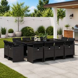Specifications of 13 Piece Black Rattan Garden Dining Set