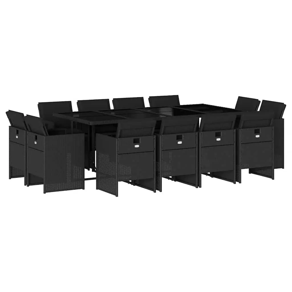 13 Piece Black Rattan Garden Dining Set