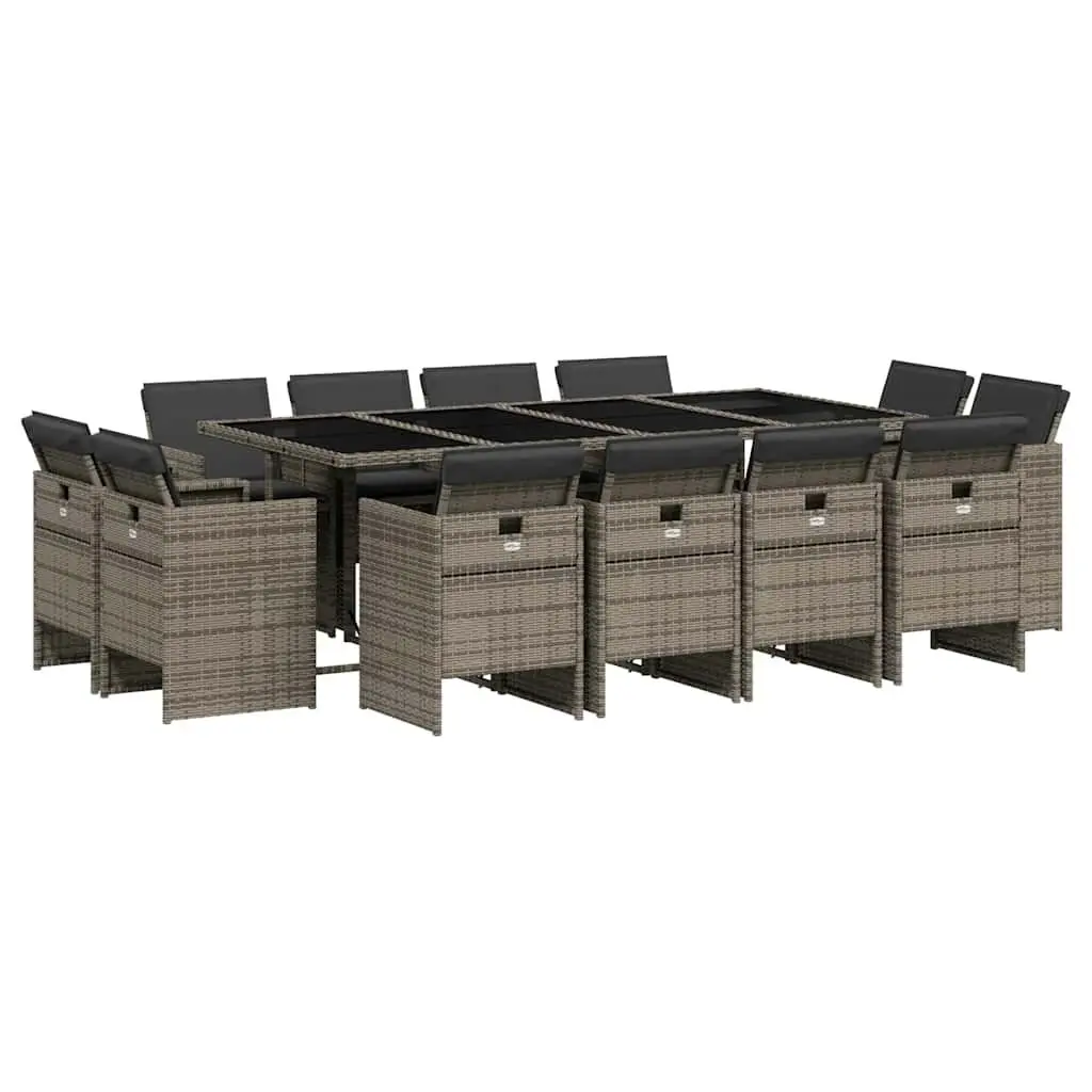 13 Piece Grey Poly Rattan Dining Set