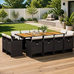 Specifications of 13-Piece Outdoor Dining Set with Rattan Chairs