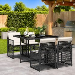 Specifications of 5-Piece Garden Dining Set - Black Rattan