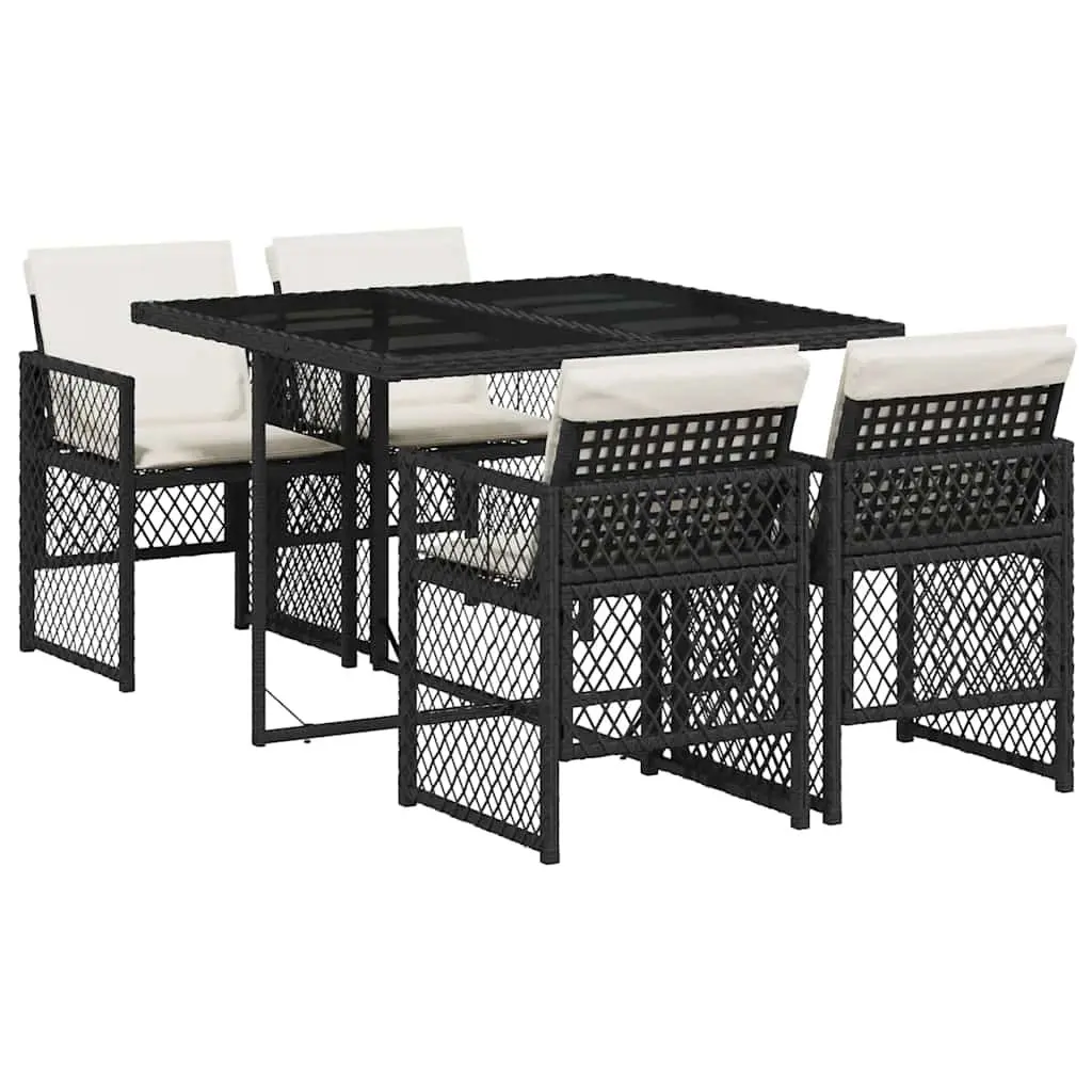 Outdoor Dining Set Garden Furniture 5 Piece Black Poly Rattan Chairs Table