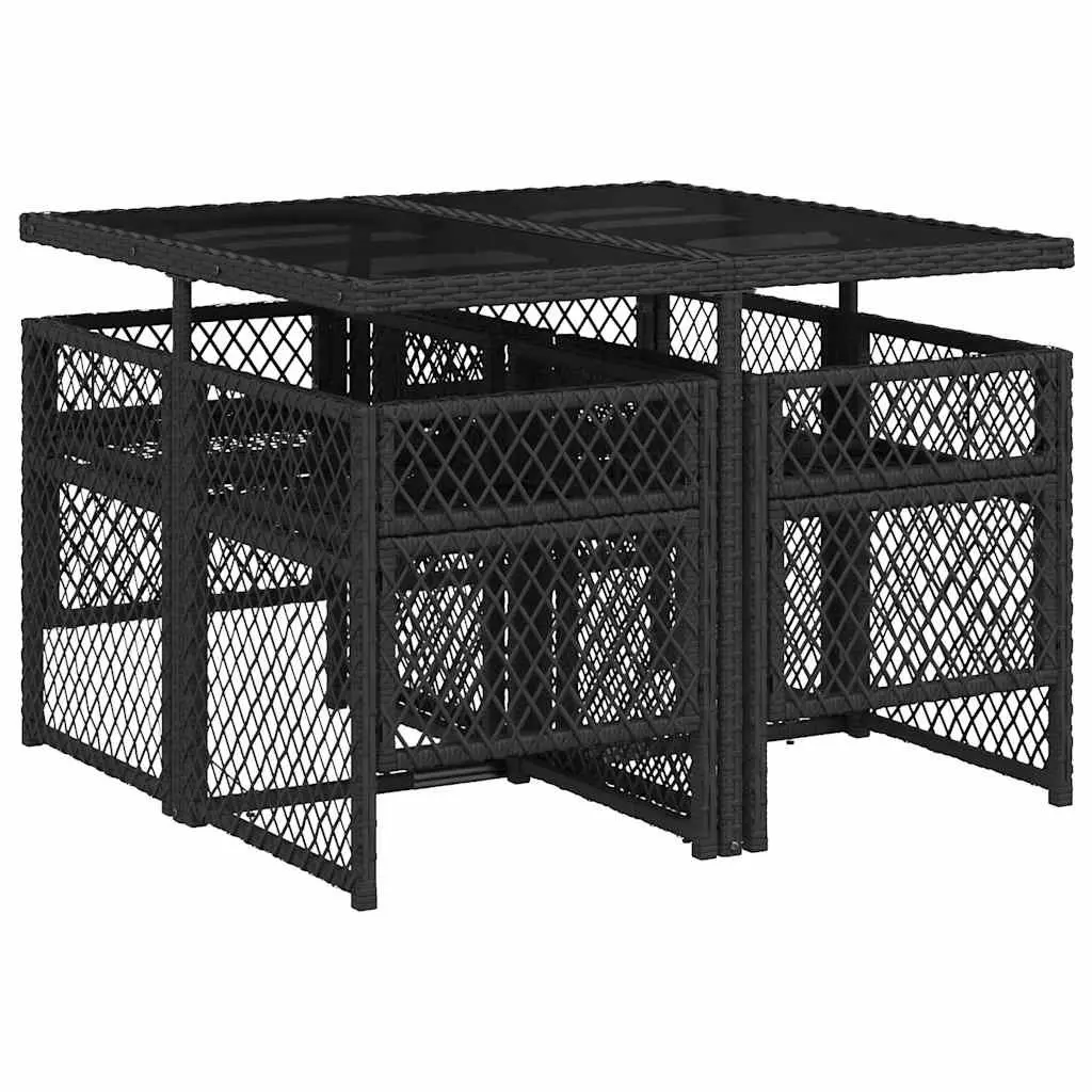 Outdoor Dining Set Garden Furniture 5 Piece Black Poly Rattan Chairs Table
