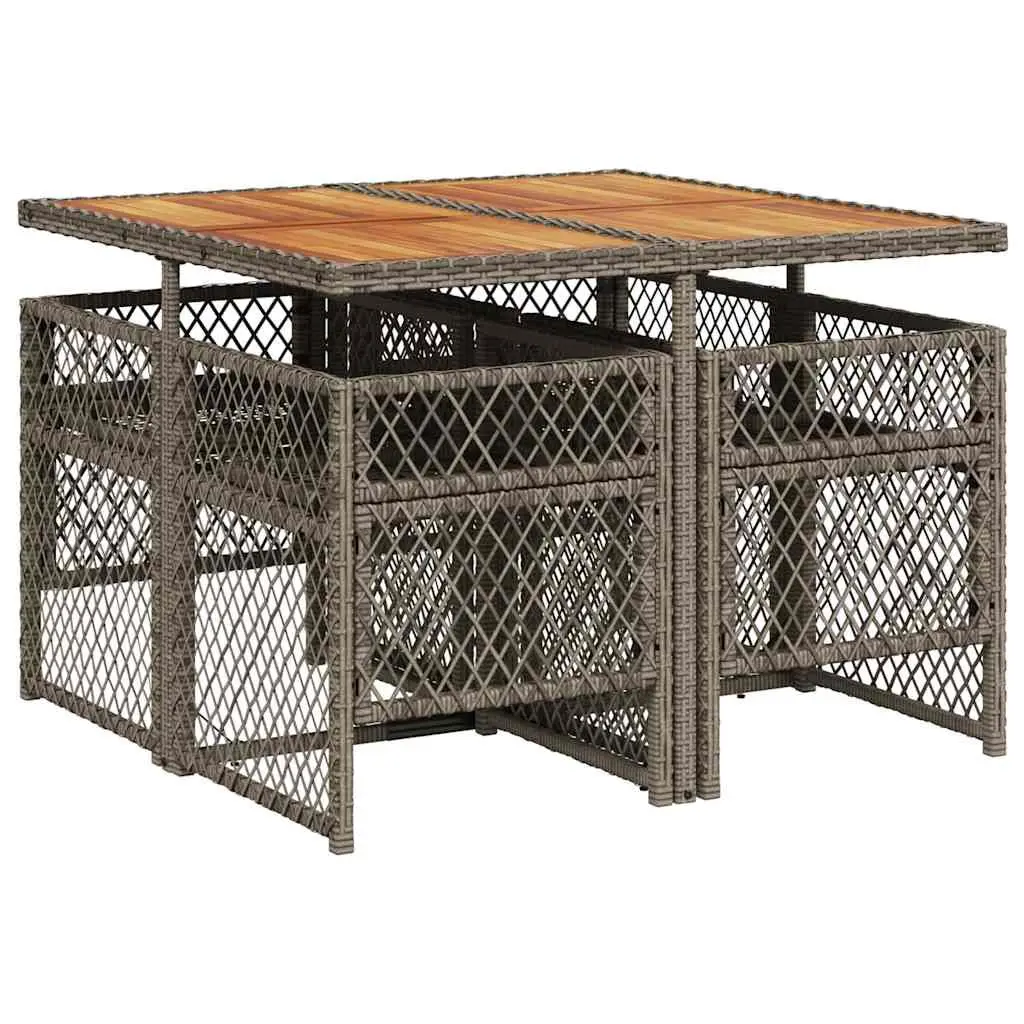5 Piece Grey Rattan Garden Set