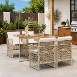 Specifications for 5-Piece Garden Dining Set: Beige Rattan
