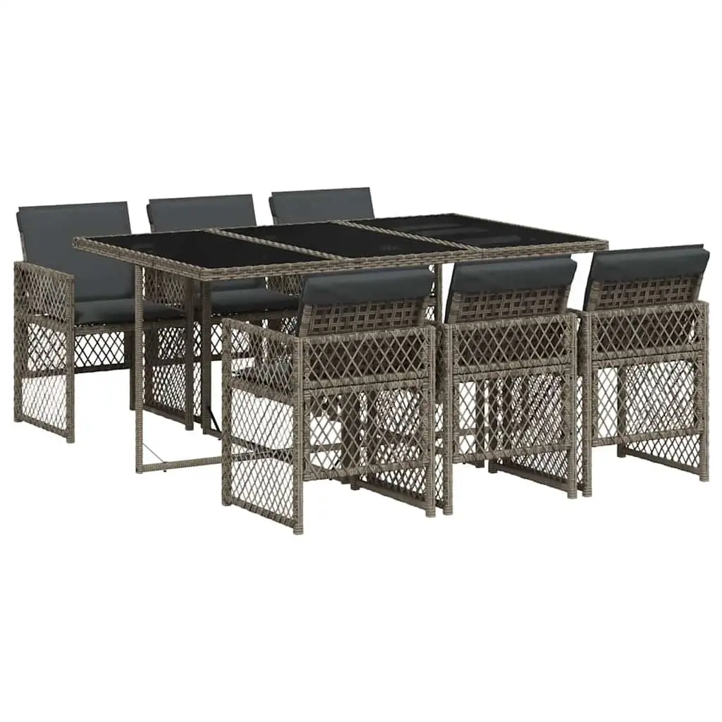 7-Piece Grey Dining Set for Outdoor Use