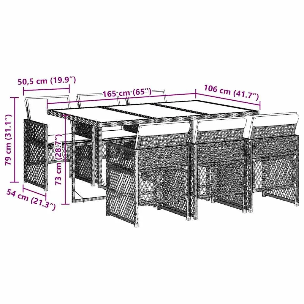 7-Piece Grey Dining Set for Outdoor Use