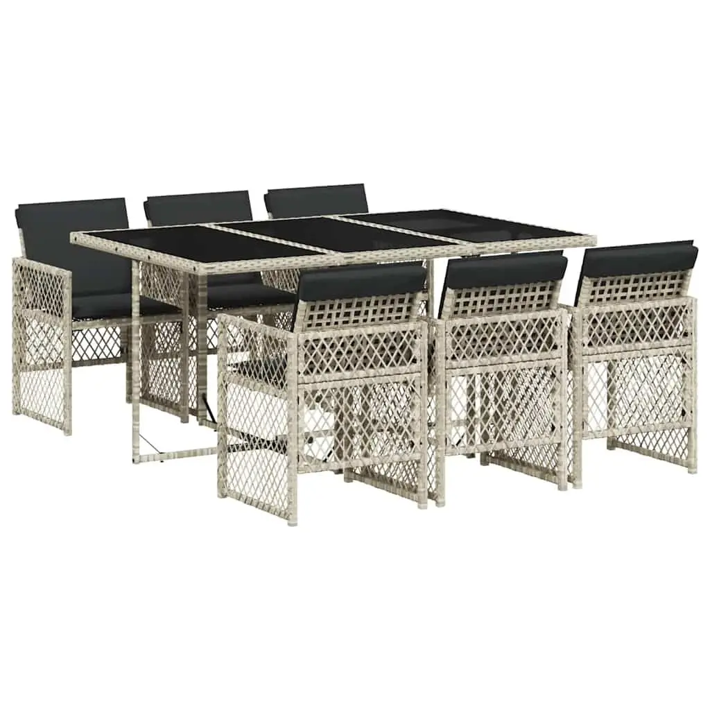 Garden Dining Set 7 Piece Outdoor Furniture Patio Grey Poly Rattan Table Chairs