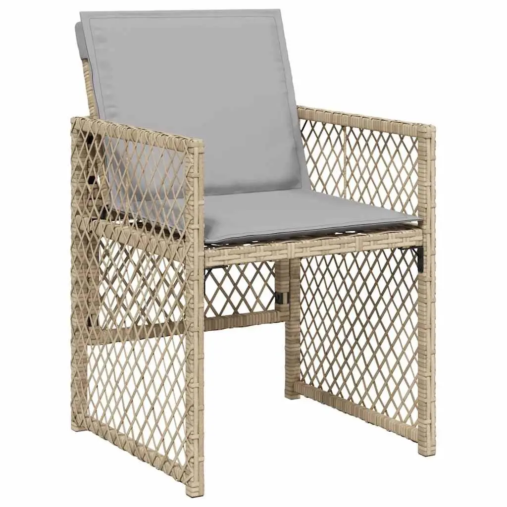 7 Piece Garden Dining Set Outdoor Patio Furniture with Cushions Beige Poly