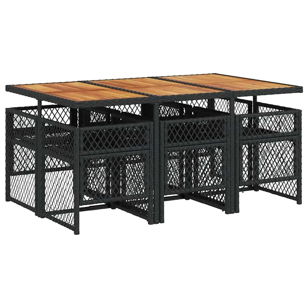 Outdoor Dining Set Garden Furniture 7 Piece Black Poly Rattan Table Chairs