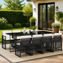 9 Piece Black Outdoor Dining Set Specifications Overview