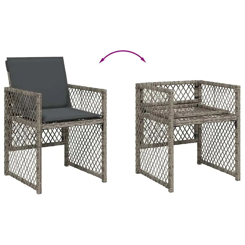 Outdoor Dining Set Garden Patio Furniture 9 Piece Grey Poly Rattan with Cushions