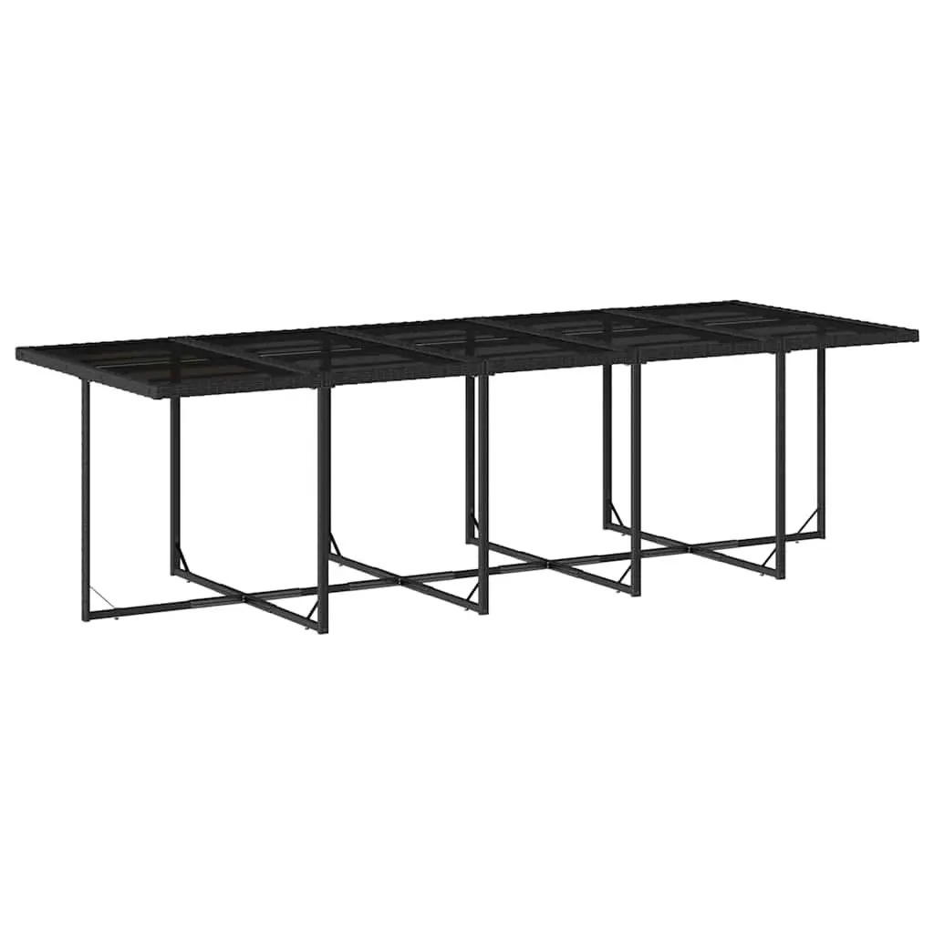 11 Piece Outdoor Dining Set Patio Furniture Black Poly Rattan with Cushions