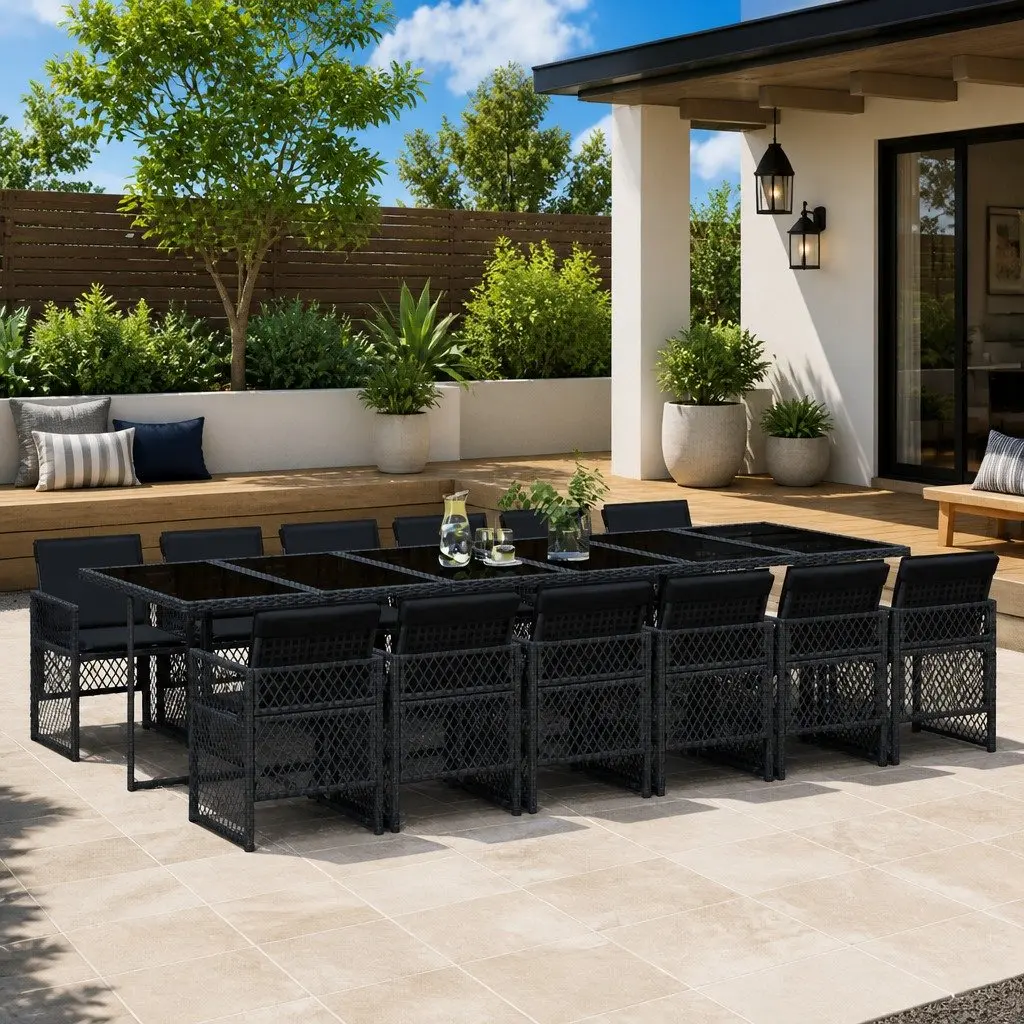 13-Piece Black Outdoor Dining Set