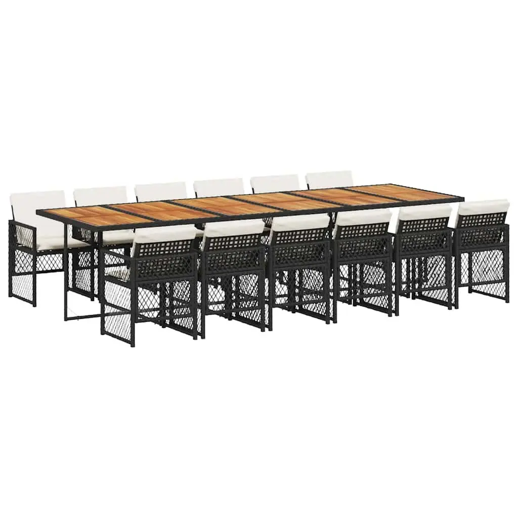 Garden Dining Set Outdoor Furniture 13 Piece Black Poly Rattan Table Chairs