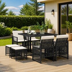 9 Piece Outdoor Dining Set: 1 Table & 8 Chairs