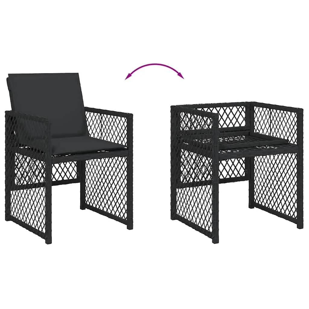 Outdoor Dining Set Garden Furniture 9 Piece Black Poly Rattan Cushioned Patio