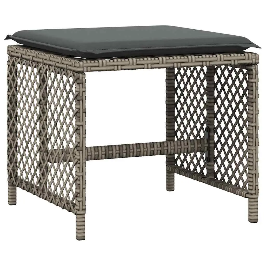 Garden Dining Set 9 Piece Outdoor Furniture with Cushions Grey Poly Rattan