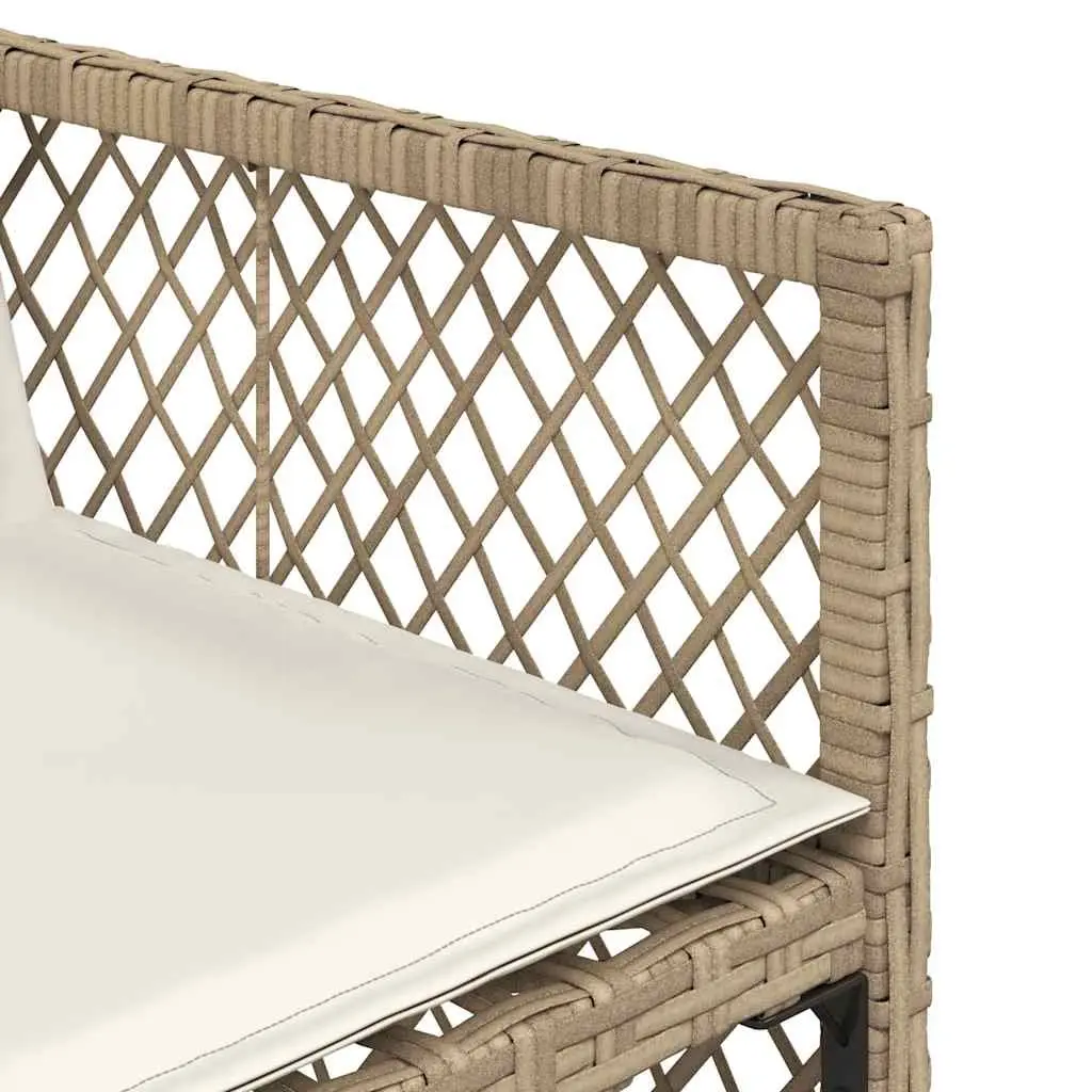 9 Piece Outdoor Garden Dining Set with Cushions Beige Poly Rattan for Patio and Backyard