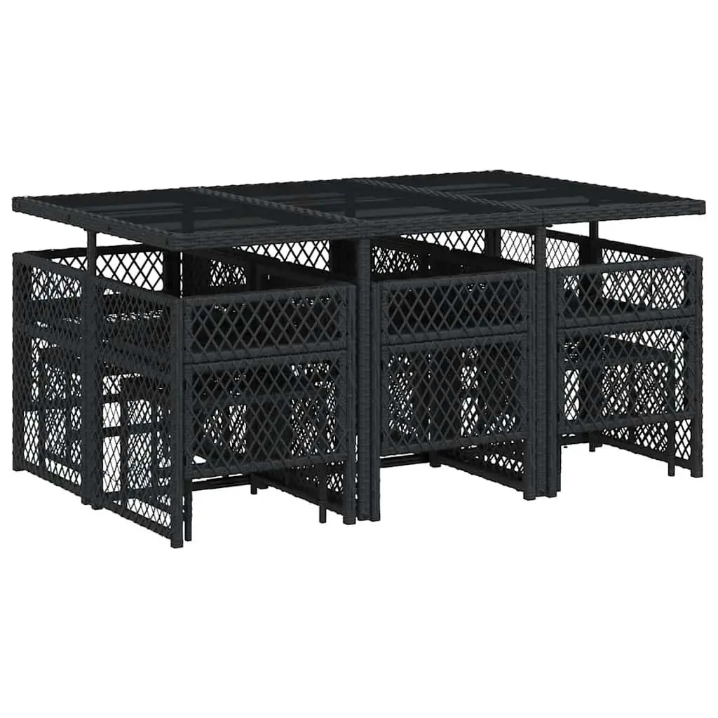 Garden Dining Set Outdoor Furniture 11 Piece Black Rattan