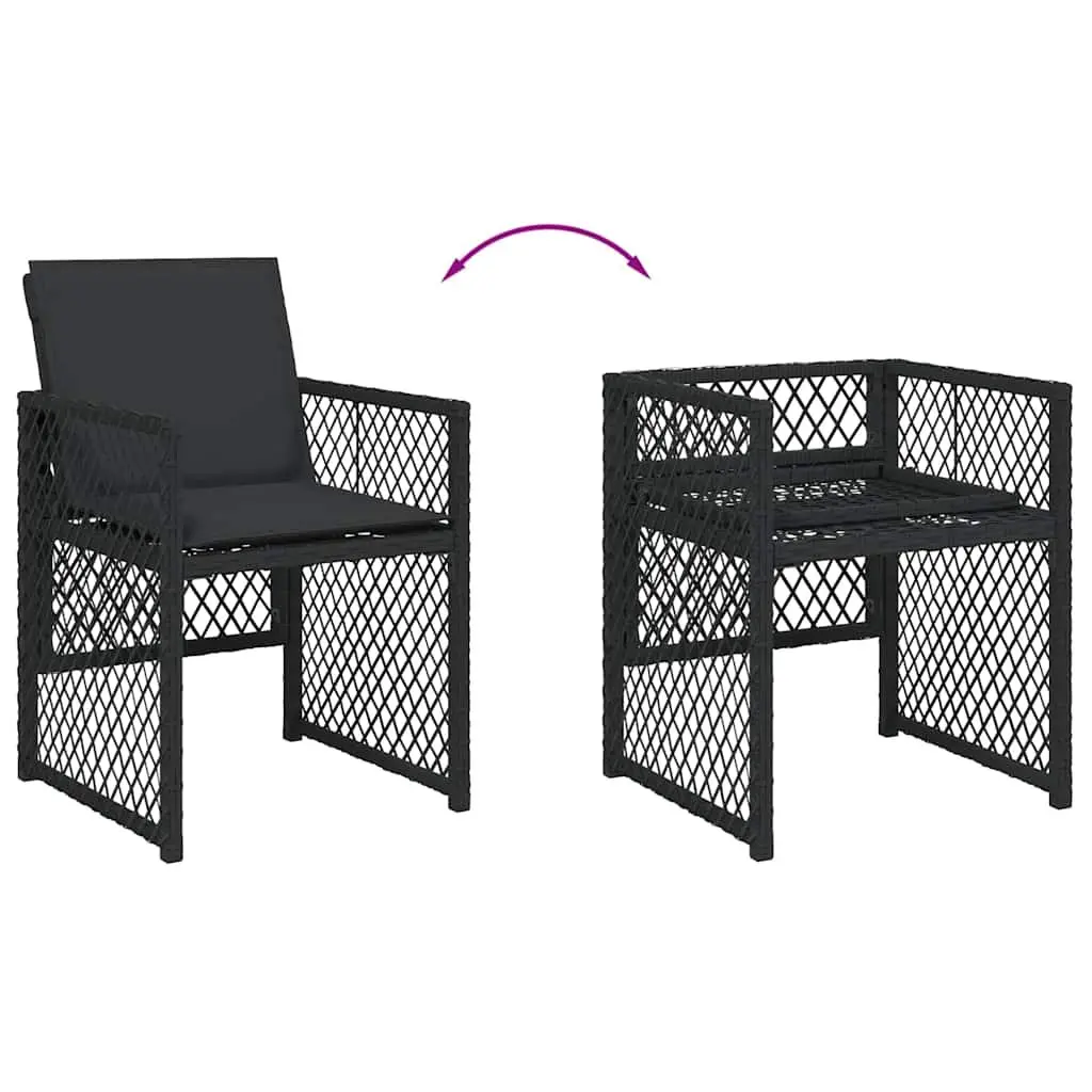 Garden Dining Set Outdoor Furniture 11 Piece Black Rattan