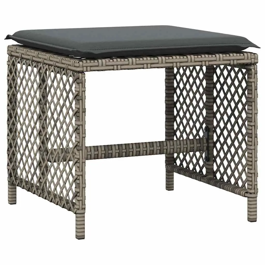 11PieceOutdoorDiningFurnitureSetGreyPolyRattanwithCushionsforGardenPatioandBackyard