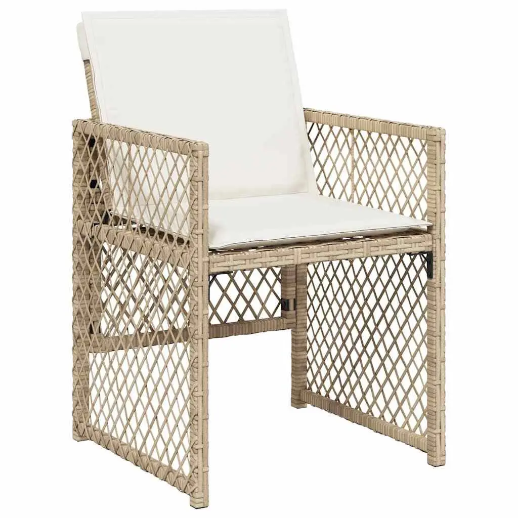 Garden Dining Set 11 Piece Outdoor Furniture Patio Beige PE Rattan