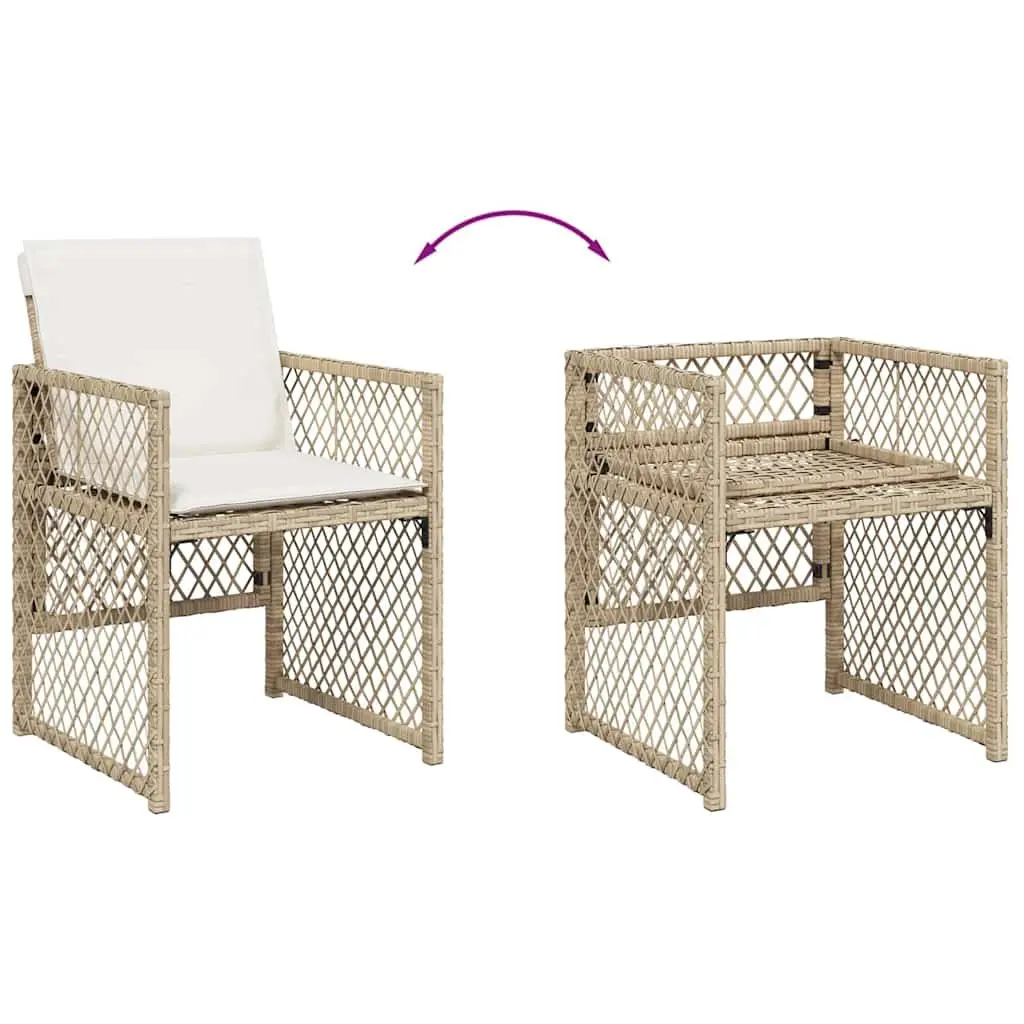 Garden Dining Set 11 Piece Outdoor Furniture Patio Beige PE Rattan