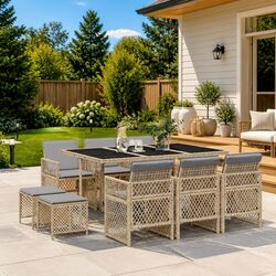 Specifications for 11-Piece Beige Garden Dining Set