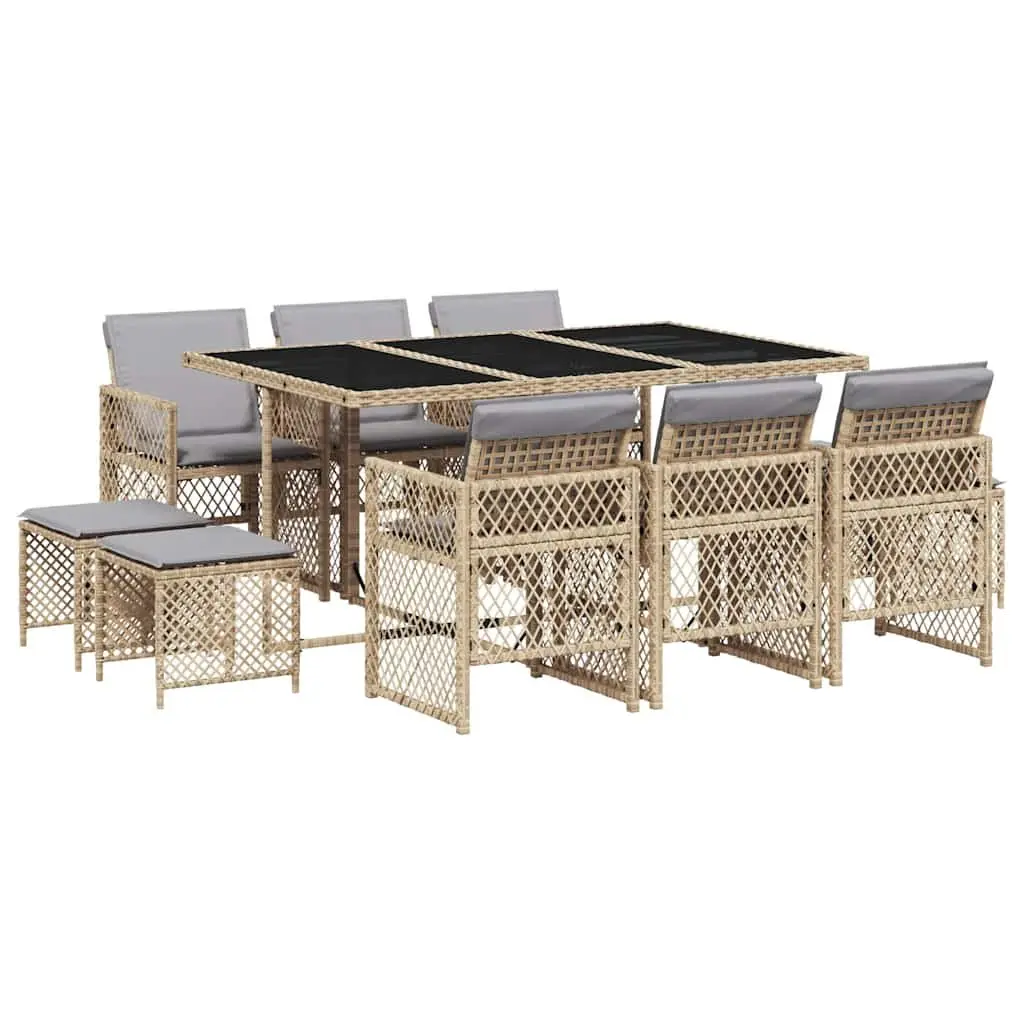 11-Piece Beige Garden Dining Set