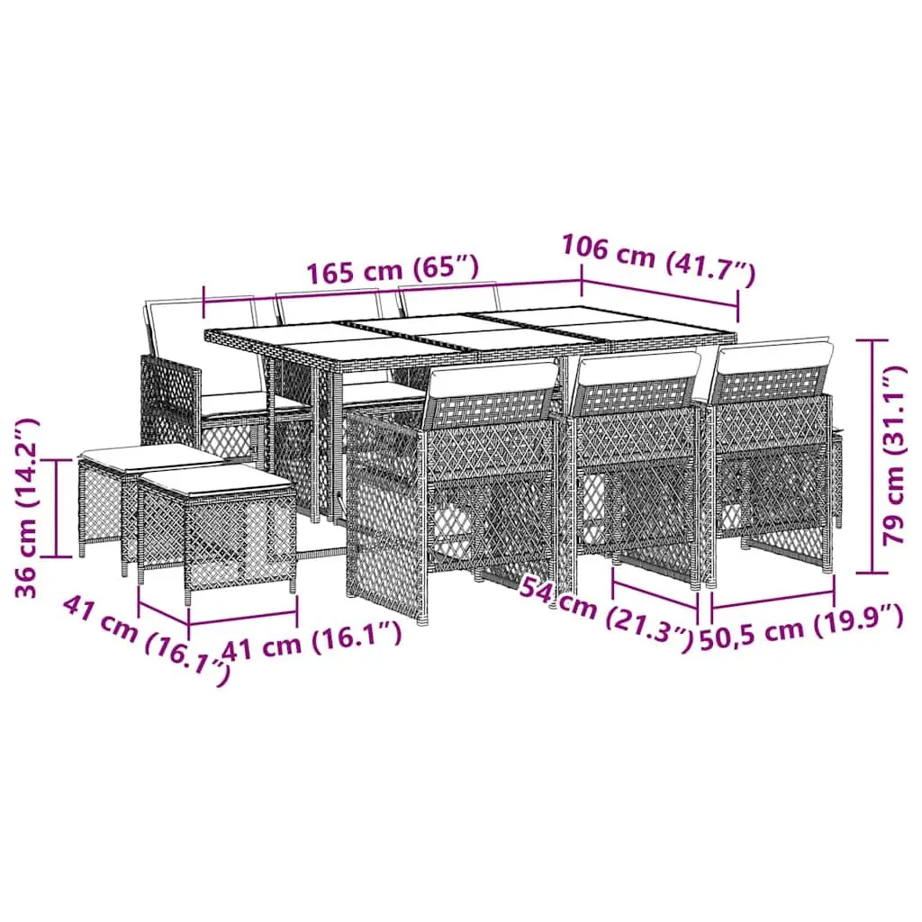 11-Piece Beige Garden Dining Set