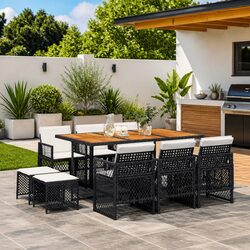 Factual Overview: 11 Piece Black Garden Dining Set