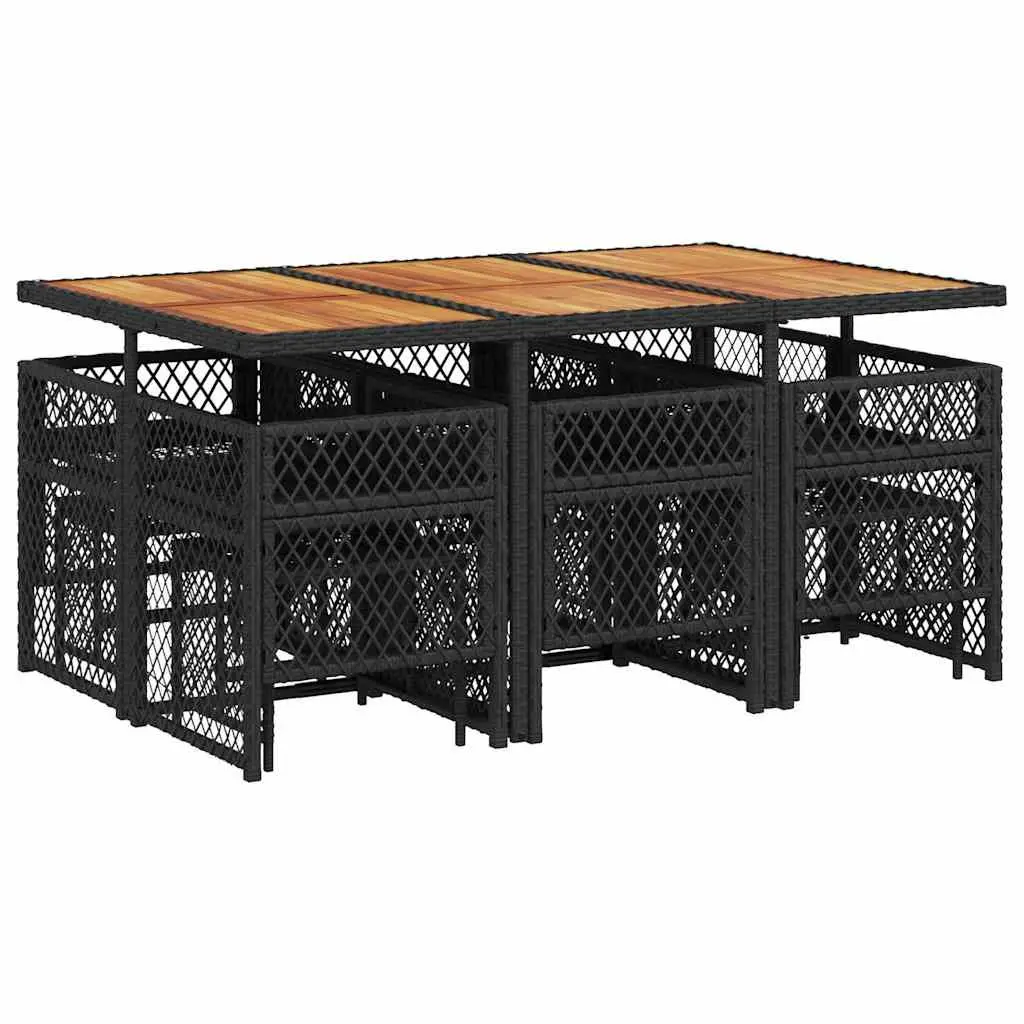 11 Piece Outdoor Garden Dining Set Poly Rattan Chairs Table Cushions Black